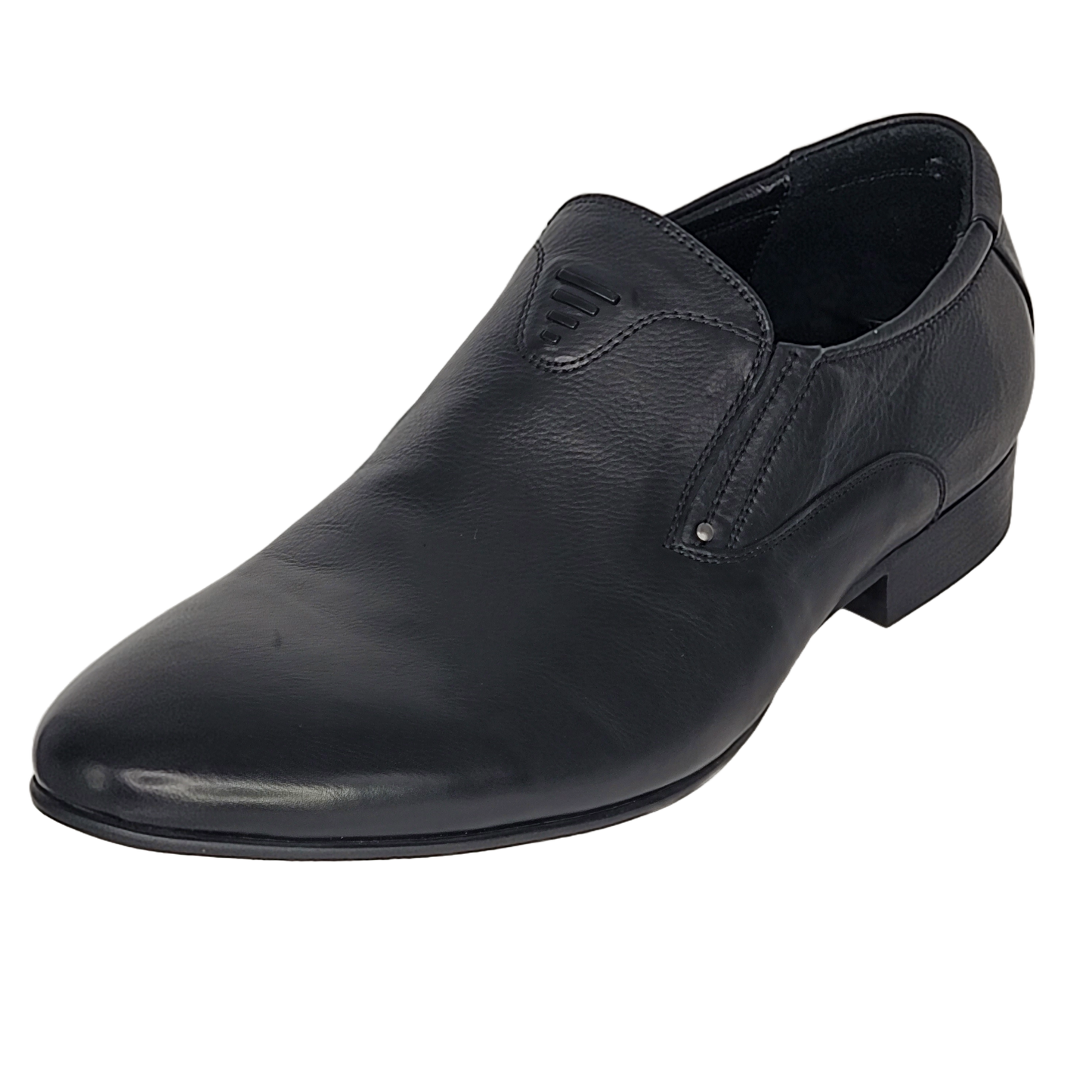 BOND BONDOX Men's Leather Slip-On Low Heel Dress Shoes (Black)