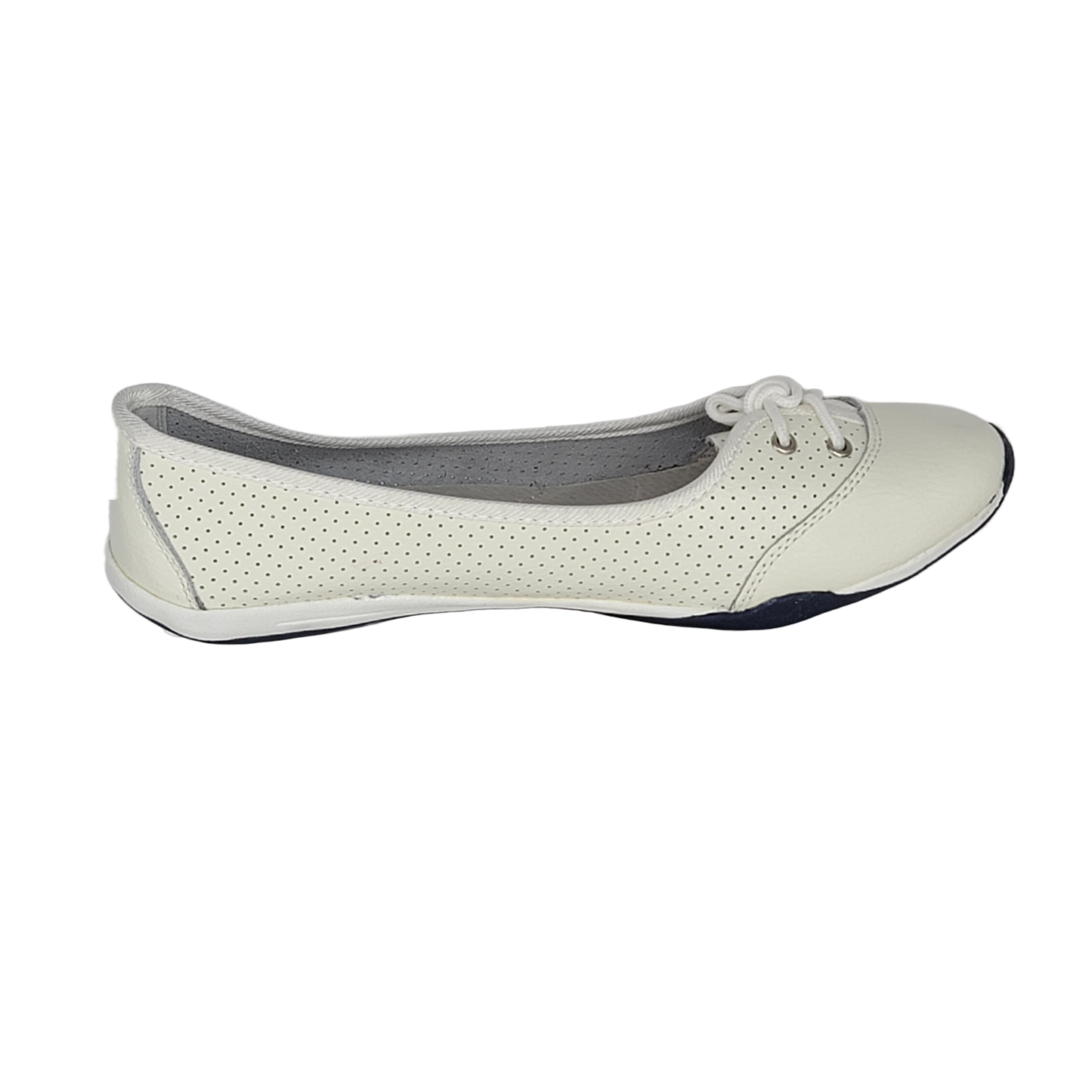 Women's Slip-On Leather Ballerina-Style Pineapple Shoes (White)