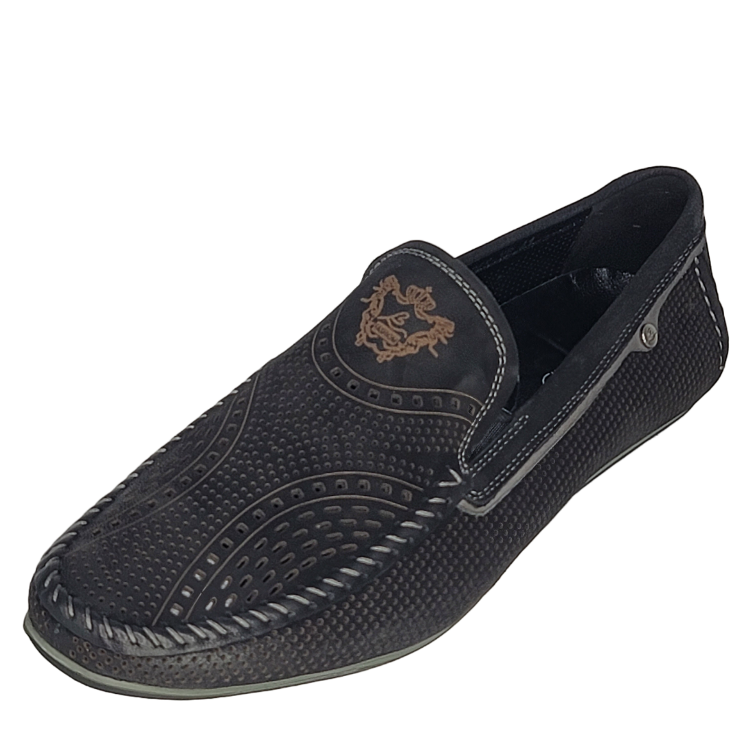 BOND DRIVING MOCC - Double Sueded Nubuck Leather Ombre-Tone Loafer (Black)