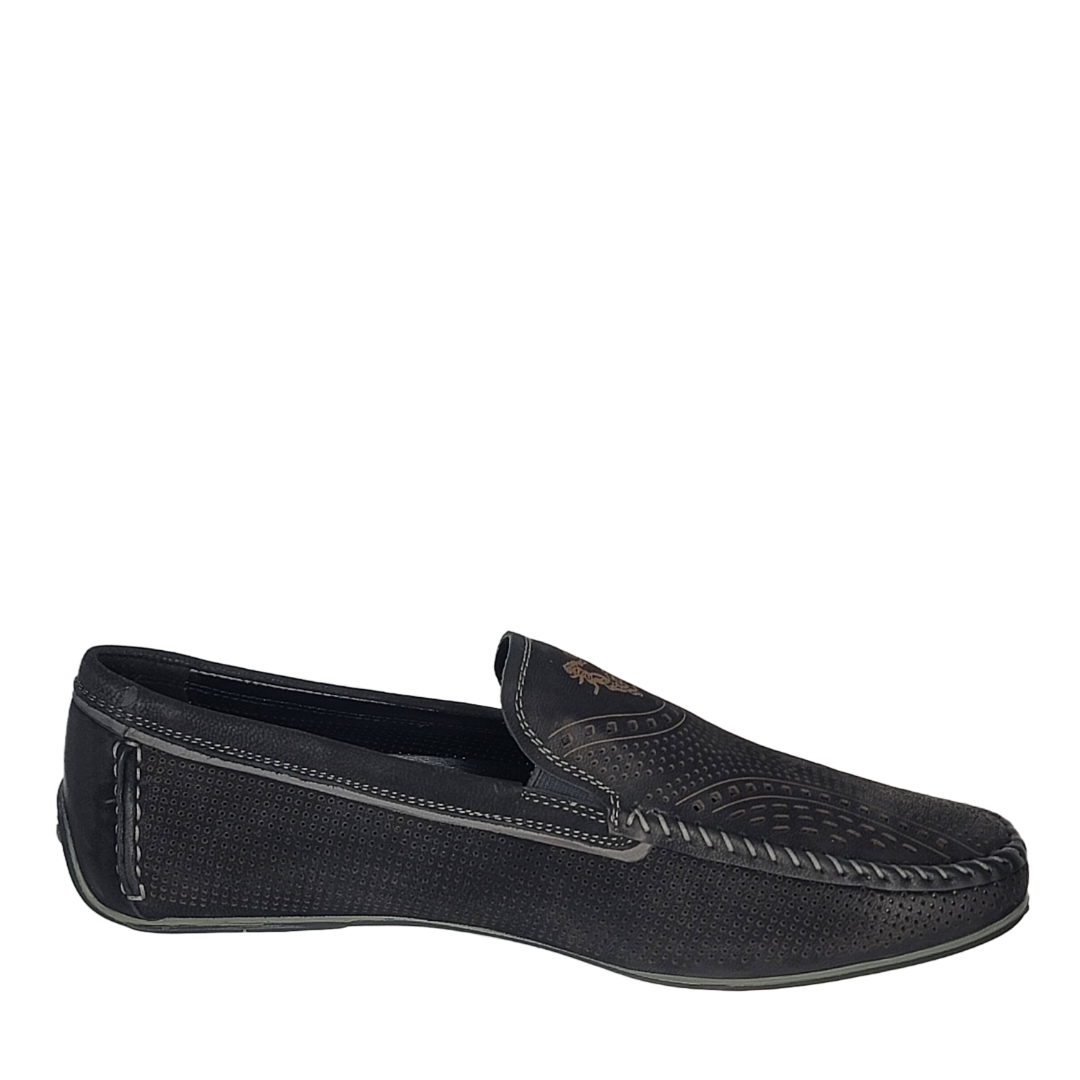 BOND DRIVING MOCC - Double Sueded Nubuck Leather Ombre-Tone Loafer (Black)