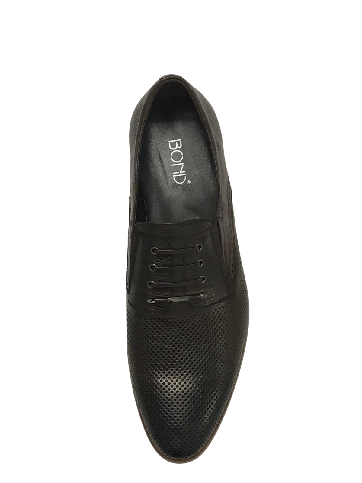 BOND MIELTON Men's Slip-On Leather Low Heel Dress Shoes (Black)