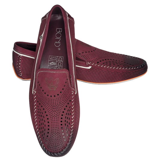 BOND DRIVING MOCCS | Nubuck Leather Driving Loafers – Small-Batch Edition (Wine & Black)