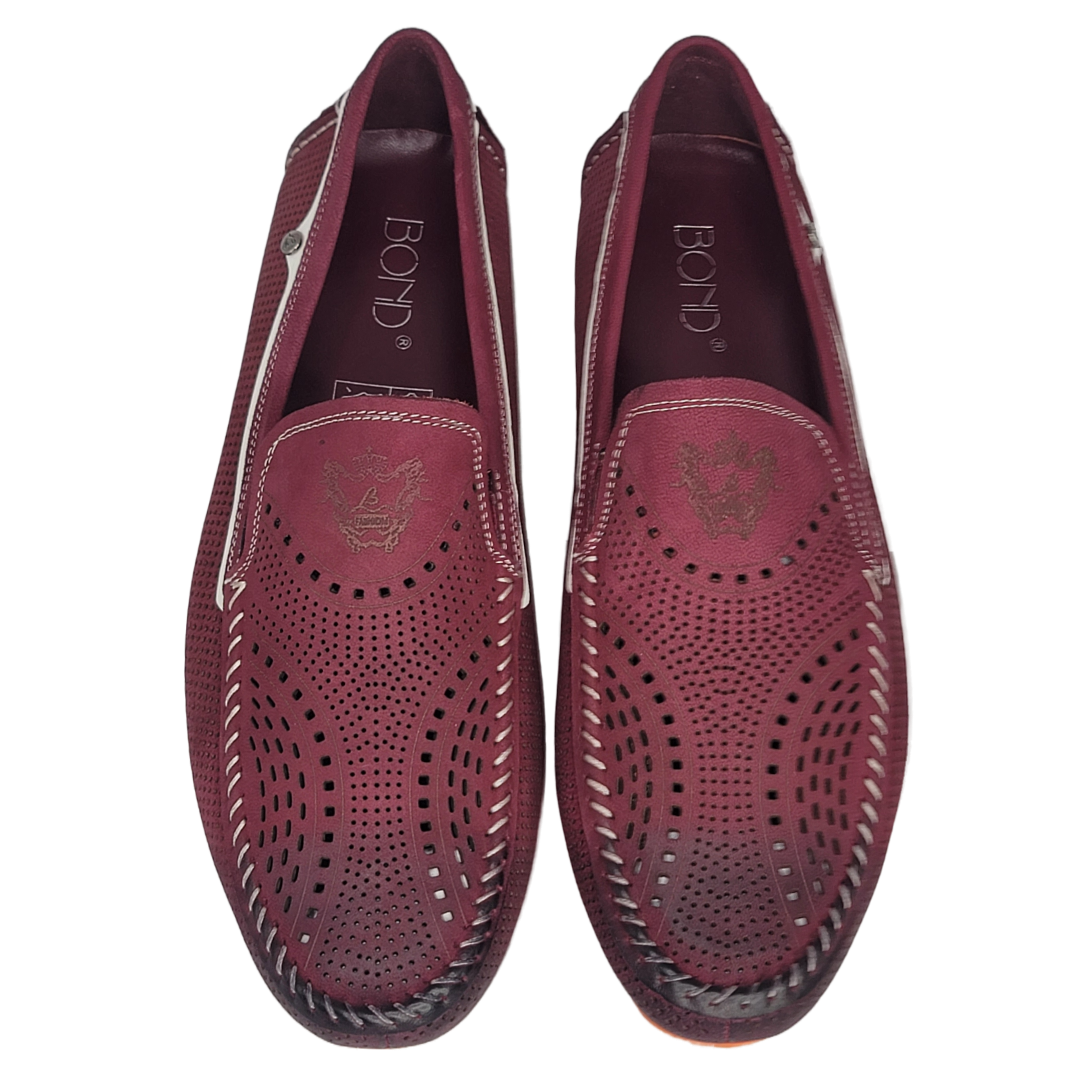 BOND DRIVING MOCCS | Nubuck Leather Driving Loafers – Small-Batch Edition (Wine & Black)